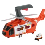 Matchbox Action Drivers Rescue Helicopter,16-In Large-Scale Helicopter with 1:64 Scale Die-Cast Toy